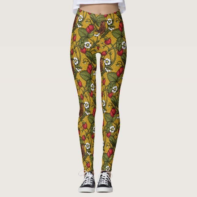 Leggings Guirnaldas y fresas en mostaza (Anverso)