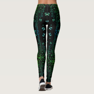 Leggings Guitarra floral verde Piernas negras