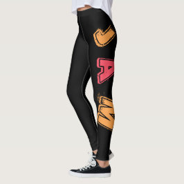 Leggings Guitarra Roca, Música Jam Style, Naranja y Arte Ro