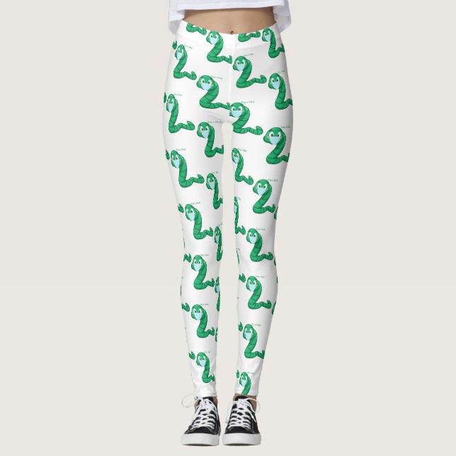 Leggings Gusano Kawaii Verde Thunder_Cove (Anverso)