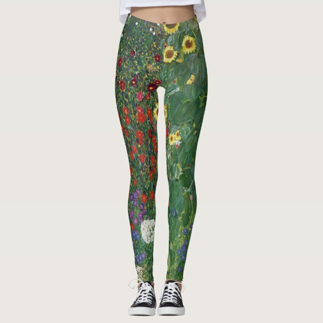 Leggings Gustav Klimt - Jardín de granja con girasoles (Anverso)
