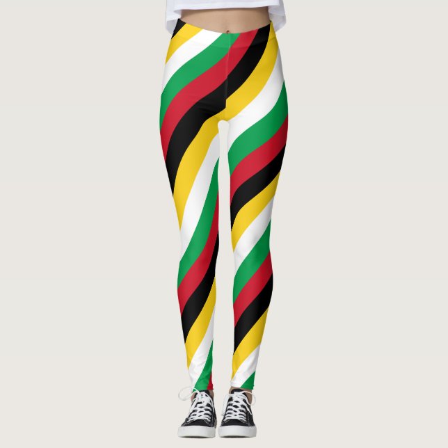 Leggings Guyana Colores de bandera nacional en diagonal ray (Anverso)