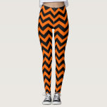 Leggings Halloween<br><div class="desc">Rayas de chevron negro y naranja</div>