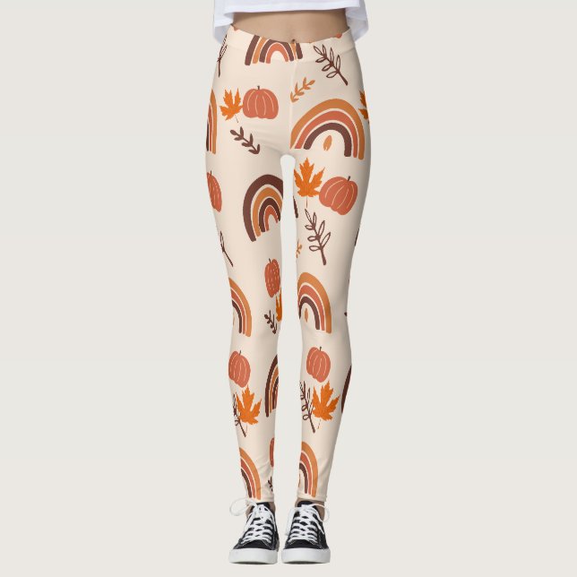Leggings Halloween Acción de Gracias, calabazas (Anverso)