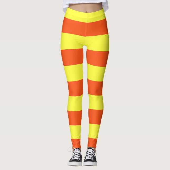 Leggings Halloween amarillo y Naranja estriba maíz dulce (Anverso)