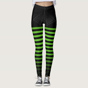 Leggings Halloween Arañas verdes negras rayas negras