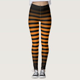 Leggings Halloween Black naranja rayas verticales sombrías