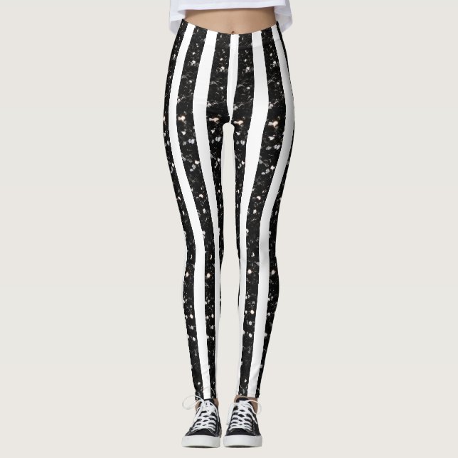 Leggings Halloween Black parpadea líneas en blanco (Anverso)