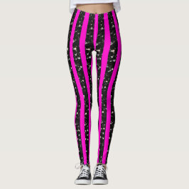 Leggings Halloween Black parpadea líneas en rosa caliente