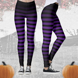 Leggings Halloween Black violeta rayas horizontales sombría