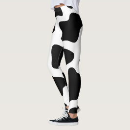 Leggings Halloween blanco y negro para la impresión de vaca