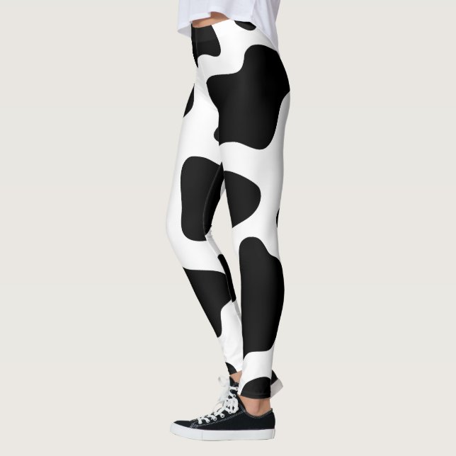 Leggings Halloween blanco y negro para la impresión de vaca (Izquierda)