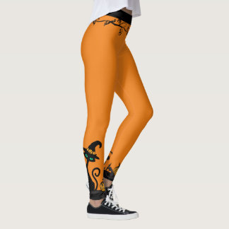 Leggings Halloween Bruja Grandes Gatos Negros