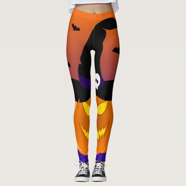 Leggings Halloween Calabaza Jack o’ Lantern Witch Gorra (Anverso)