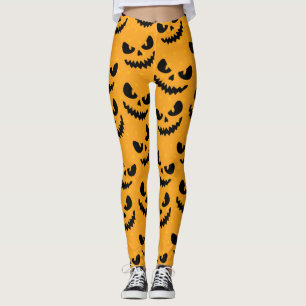 Leggings Halloween: caras de miedo, estilo vintage.