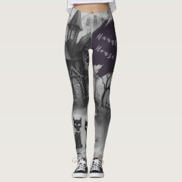 Leggings Halloween, Casa Embrujada , Gato Negro 