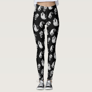 Leggings Halloween con gafas de color blanco y negro