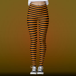 Leggings Halloween con rayas negras y Naranjas