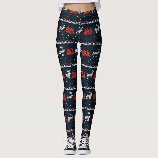 Leggings Halloween Crossover Fun Reindeer Christmas Pattern (Anverso)