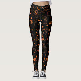 Leggings  Halloween Cute Kawaii Outline