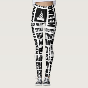 Leggings Halloween Cute Spooky Whimsical Black Pattern