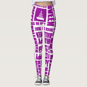 Leggings Halloween Cute Spooky Whimsical Purple Pattern