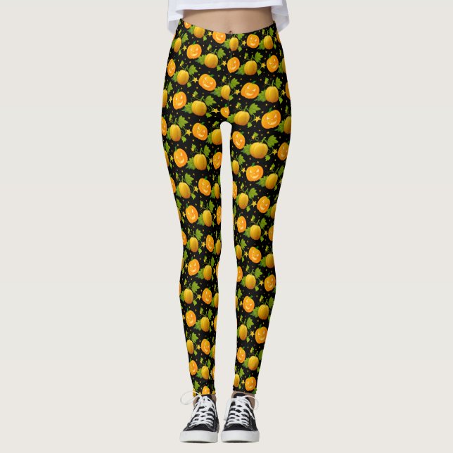 Leggings Halloween de calabaza amarilla (Anverso)