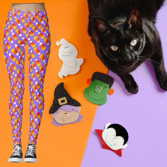 Leggings Halloween de Crazy Candy Corn (Colorful crazy candy corn leggings, perfect for Halloween!)