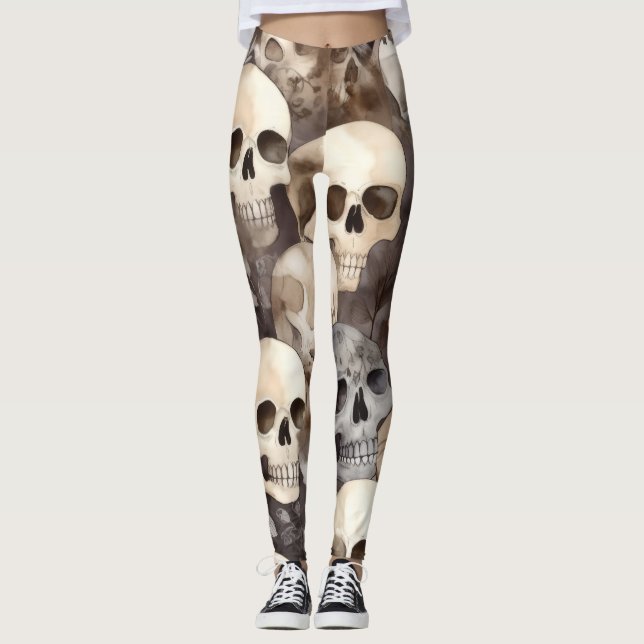 Leggings Halloween de Cuadros de Agua Sombrerosos (Anverso)