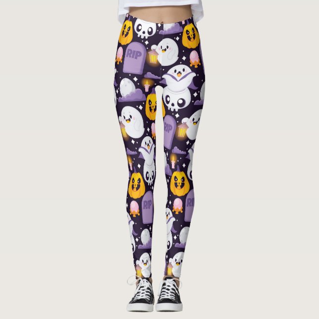 Leggings Halloween de fantasmas adorables (Anverso)