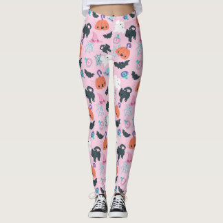 Leggings Halloween De Gatos Y Calabazas