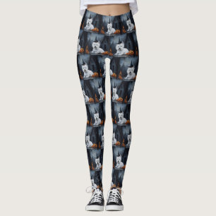 Leggings Halloween de la Calabaza de la Calabaza Blanca del
