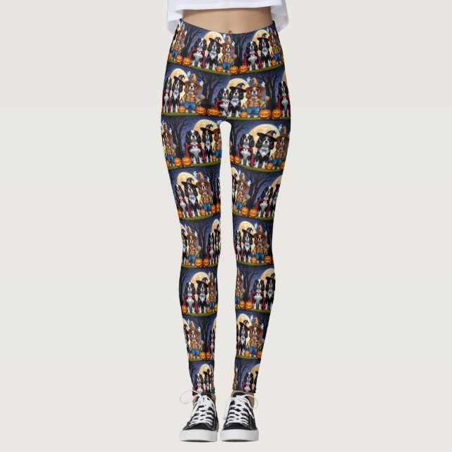 Leggings Halloween de la Calabaza del Rey Cavalier Charles  (Anverso)
