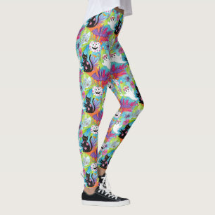 Leggings Halloween de la Calabaza Fantasma de Gato Negro Tr