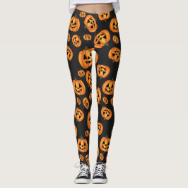 Leggings Halloween de la cara feliz de la calabaza