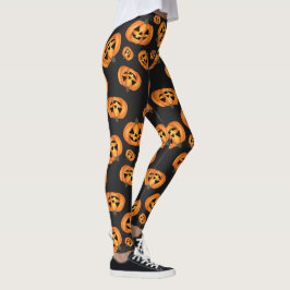 Leggings Halloween de la cara feliz de la calabaza