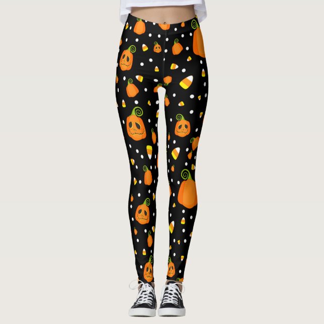 Leggings Halloween de la diversión de las toallas y el maíz (Anverso)