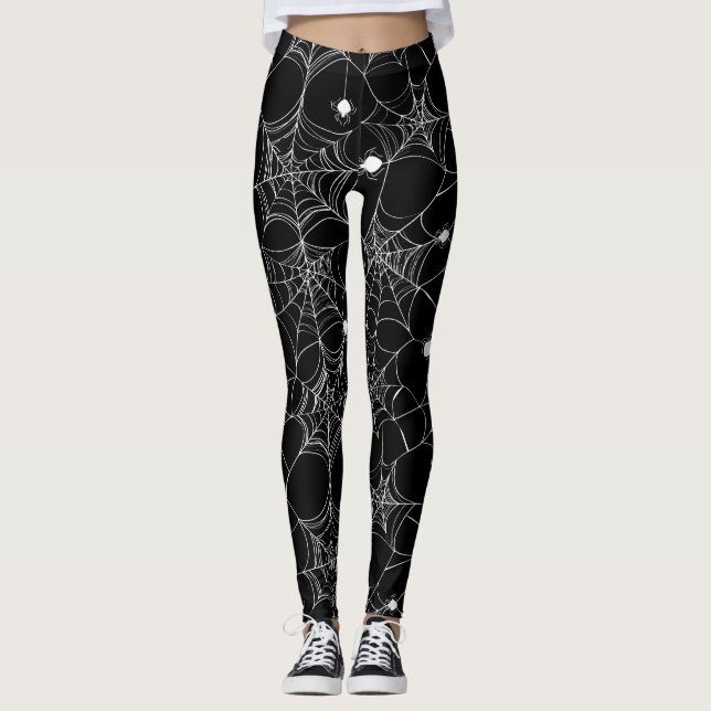 Leggings Halloween de la web de araña blanca (Anverso)