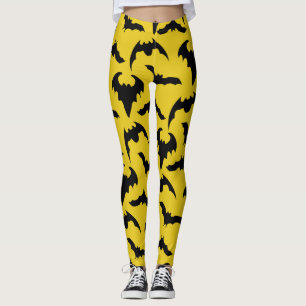 Leggings Halloween de murciélagos amarillos y negros