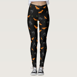 Leggings Halloween de murciélagos y gatos
