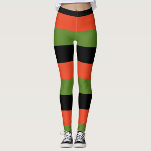 Leggings Halloween de rayas negras naranjas y verdes