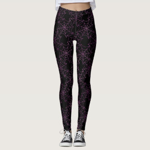 Leggings Halloween de telarañas negras y papel de aluminio