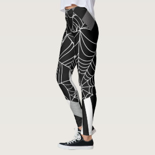Leggings Halloween del Black & White Spiderweb Patchwork