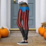 Leggings Halloween del Cinturón Pirata de la Banda Vertical<br><div class="desc">Personalizar a cambiar el color secundario y aumentar o disminuir el tamaño del patrón de franja negra. Cinturón pirata y ceniza con botas falsas.</div>