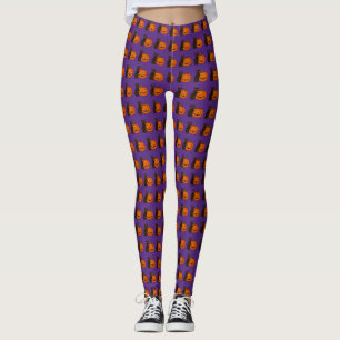 Leggings Halloween del gato negro y calabaza