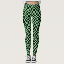 Leggings Halloween del Verificador de Ondas Verde y Negro