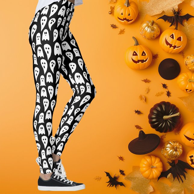 Leggings Halloween fantasma negro (Halloween ghost and ghouls leggings, perfect for halloween parties. )