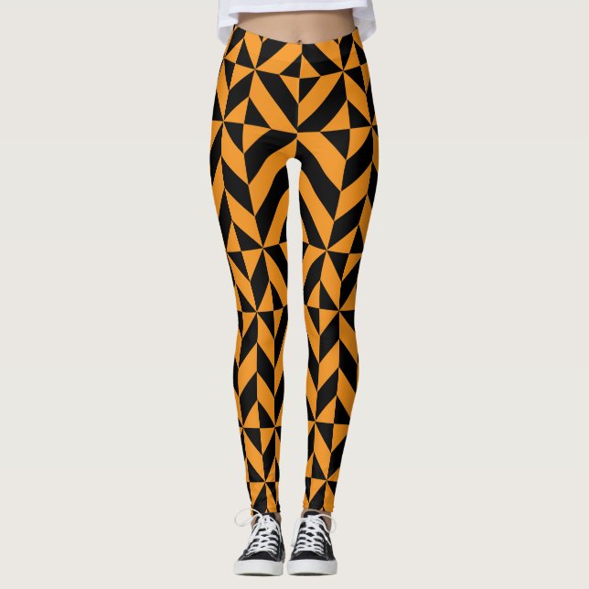 Leggings Halloween geométrico Naranja negro (Anverso)