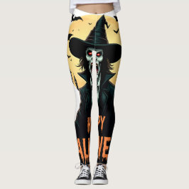Leggings Halloween Horror Bruja con ojos rojos