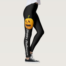 Leggings Halloween Jack O Lantern Naranja Black Pumpkin